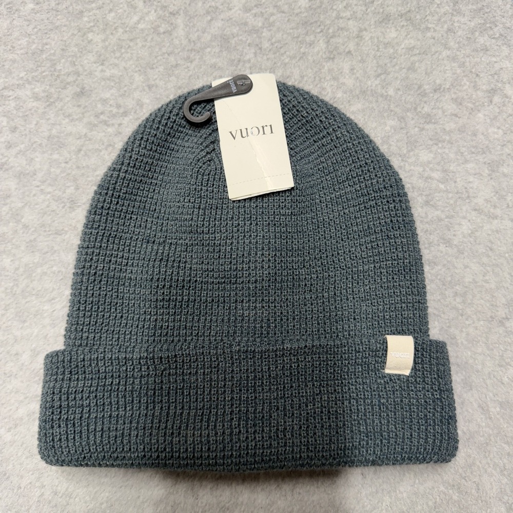 Vuori Alpine Waffle Beanie Hat Unisex One Size Blue Knit Winter Cuffed